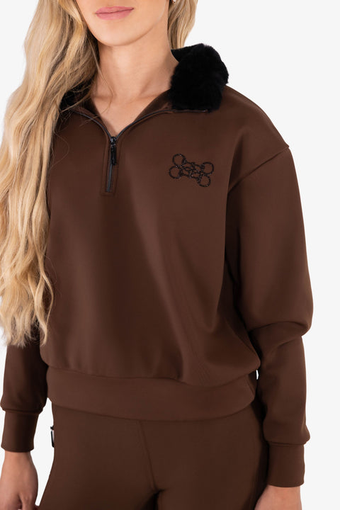 GINNY - QUARTER ZIP | MOCHA LATTE