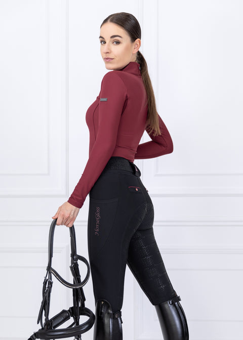 KYLIE - RIDING LEGGINGS | BLACK X ROSE BERRY