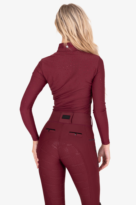 Kylie – Langarm-Baselayer | Rose Berry mit Rose Berry-Kristallen