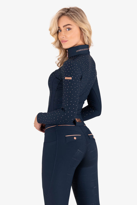 KYLIE - BASE LAYER LONG SLEEVE | NAVY ROSE GOLD CRYSTAL