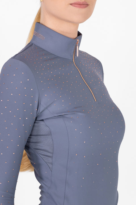 Kylie – Koszulka jeździecka z długim rękawem | La Muse Różowe złoto crystal