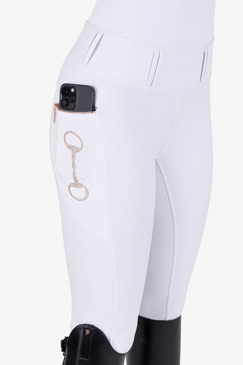 CRYSTAL KYLIE - RIDING LEGGINGS | WHITE - ROSE GOLD