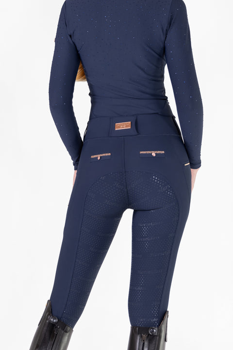 CRYSTAL KYLIE - RIDING LEGGINGS | NAVY ROSE GOLD