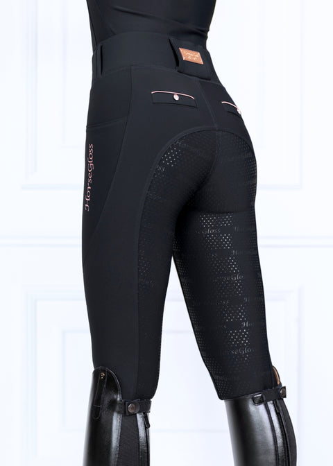 KYLIE - RIDING LEGGINGS | BLACK ROSE GOLD