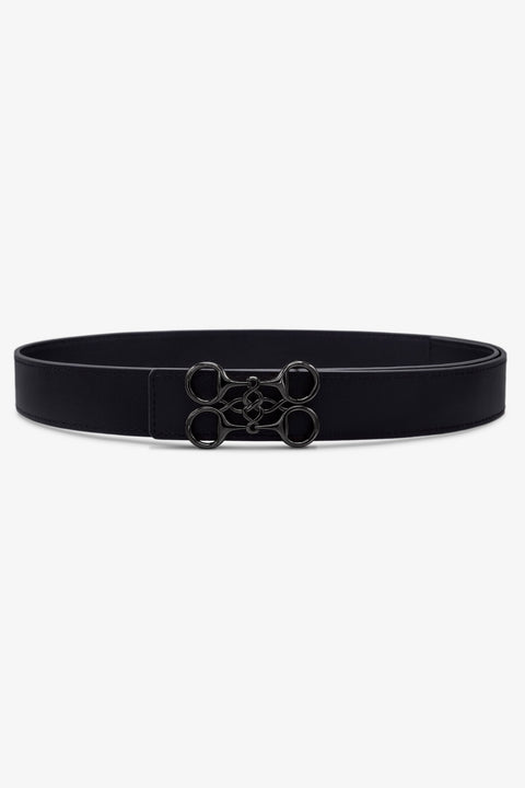 GINNY LEATHER BIT BELT | BLACK - METALLIC BLACK