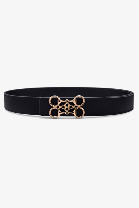 GINNY LEATHER BIT BELT | BLACK - ROSE GOLD