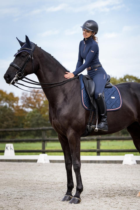 CELINE - DRESSAGE SADDLE PAD | NAVY ROSE GOLD CRYSTALS