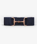 GINNY - SNAFFLE BIT BELT | NAVY "ROSE GOLD & ROSE GOLD CRYSTAL STONES"