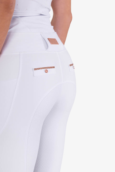 CRYSTAL KYLIE - RIDING LEGGINGS | WHITE - ROSE GOLD