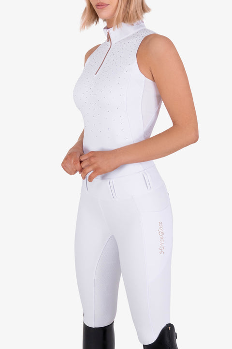 CRYSTAL KYLIE - RIDING LEGGINGS | WHITE - ROSE GOLD