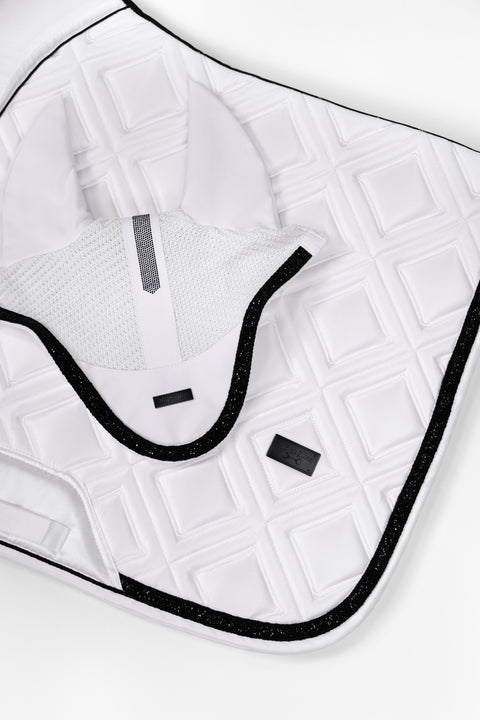 CELINE - EAR BONNET | WHITE BLACK CRYSTALS