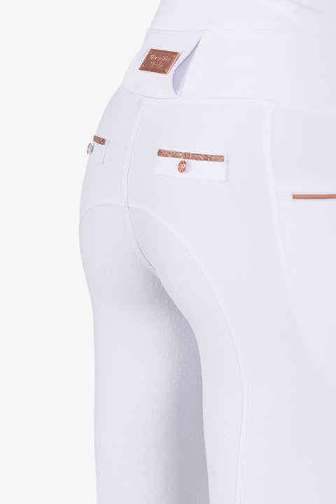 CRYSTAL KYLIE - RIDING LEGGINGS | WHITE - ROSE GOLD