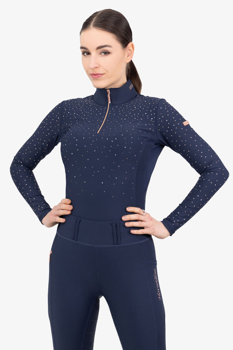 KYLIE - BASE LAYER LONG SLEEVE | NAVY ROSE GOLD CRYSTAL