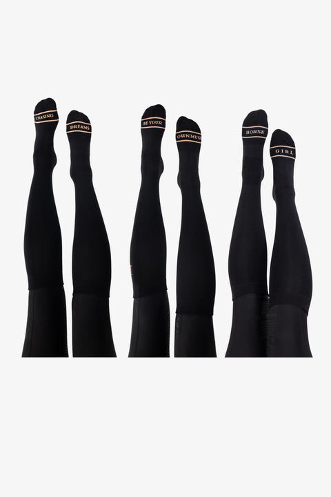 RIDING SOCKS | 3-PACK BLACK ROSE GOLD
