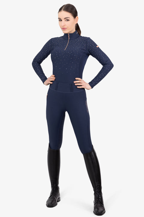 KYLIE - BASE LAYER LONG SLEEVE | NAVY ROSE GOLD CRYSTAL