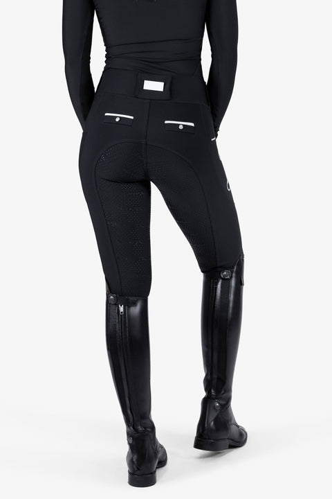 CRYSTAL KYLIE - RIDING LEGGINGS | BLACK - WHITE CRYSTALS