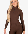 KYLIE - BASE LAYER LONG SLEEVE | MOCHA LATTE - BLACK CRYSTALS