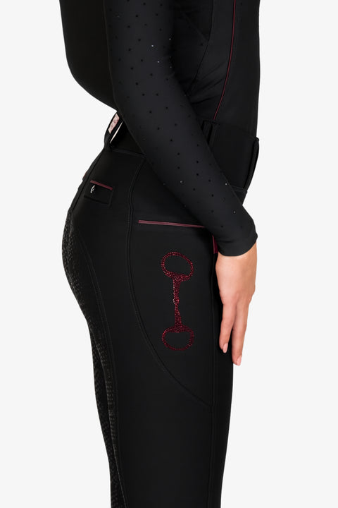CRYSTAL KYLIE - RIDING LEGGINGS | BLACK X ROSE BERRY