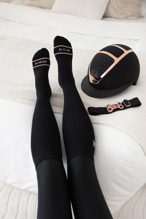 CLARA SOCKS | BLACK ROSE GOLD - HORSE MOM