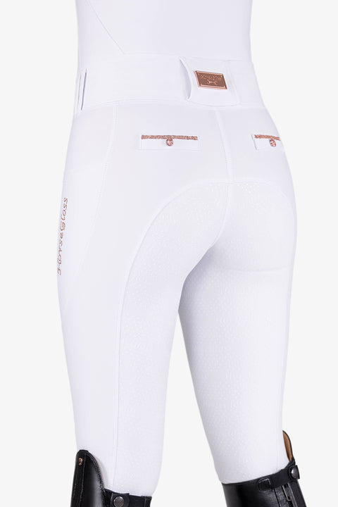 CRYSTAL KYLIE - RIDING LEGGINGS | WHITE - ROSE GOLD