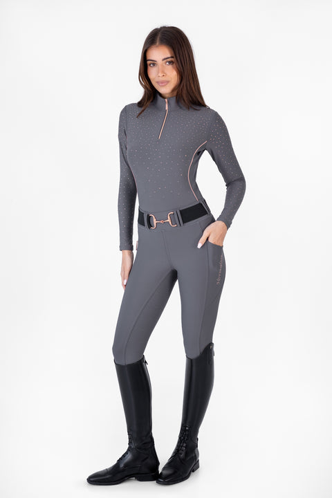 CRYSTAL KYLIE - RIDING LEGGINGS | SMOKEY GREY ROSE GOLD