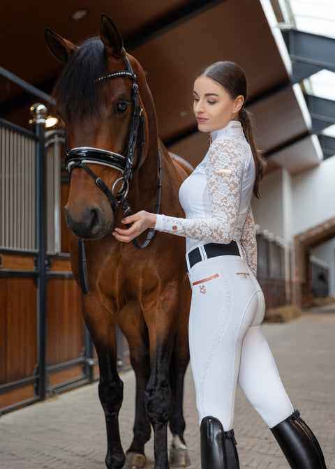 GEORGIA - SHOW SHIRT | WHITE LACE ROSE GOLD