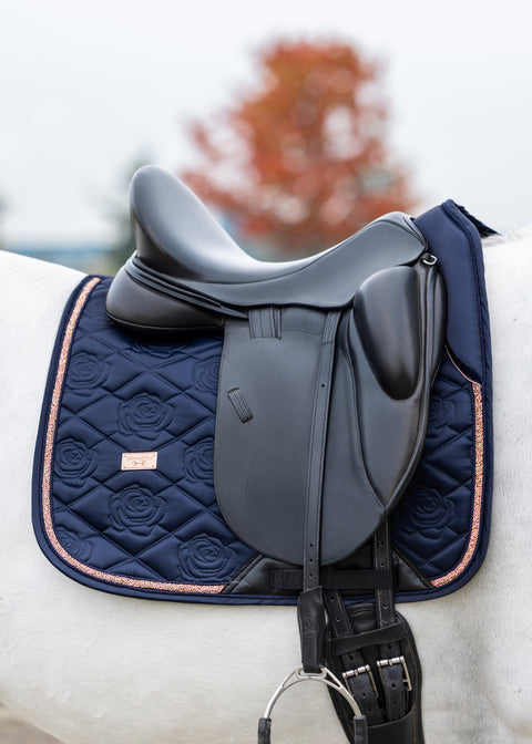 SERENA - DRESSAGE SADDLE PAD | NAVY ROSE GOLD CRYSTALS