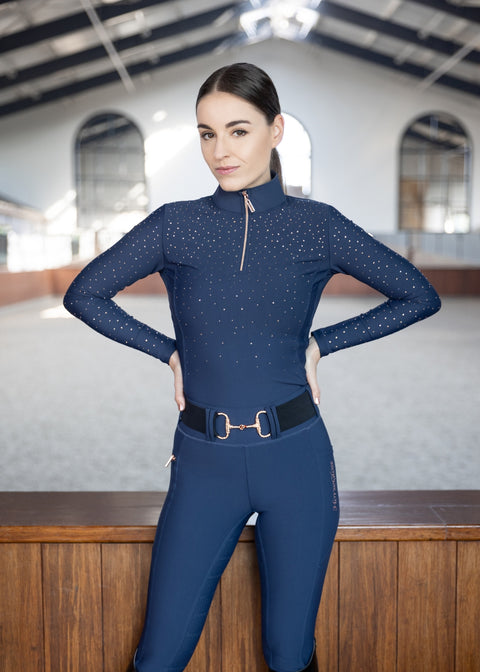 KYLIE - BASE LAYER LONG SLEEVE | NAVY ROSE GOLD SWAROVSKI