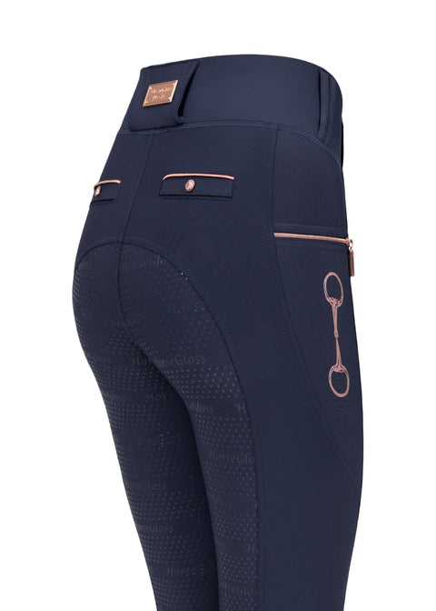 Kylie - Leggings da equitazione |Navy "Oro Rosa"  Full Grip