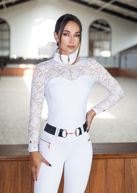 GEORGIA - SHOW SHIRT | WHITE LACE ROSE GOLD