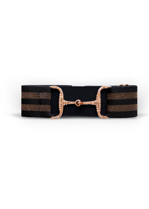 GINNY - BELT | STRIPE | BLACK ROSE GOLD SWAROVSKI