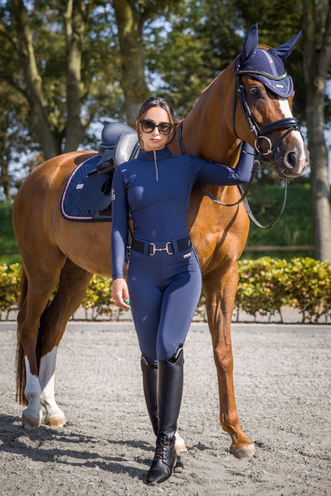 Celine - Sottosella da dressage | Navy "Oro Rosa"