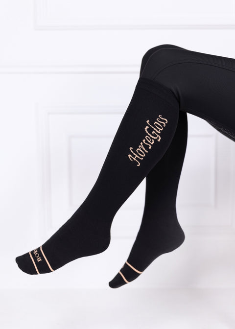 RIDING SOCKS - BLACK ROSE GOLD "HORSE GIRL"