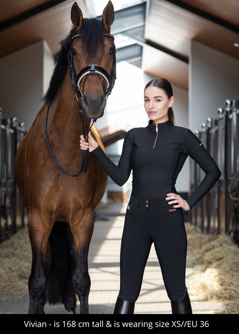 Hailey - 𝐑𝐞𝐢𝐭𝐡𝐨𝐬𝐞𝐧 zum Reiten| Schwarz "Roségold" Swarovski Sternenstaub |Vollbesatz