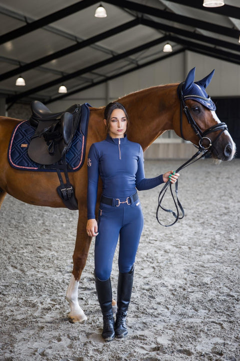 CELINE - DRESSAGE SADDLE PAD | NAVY ROSE GOLD CRYSTALS