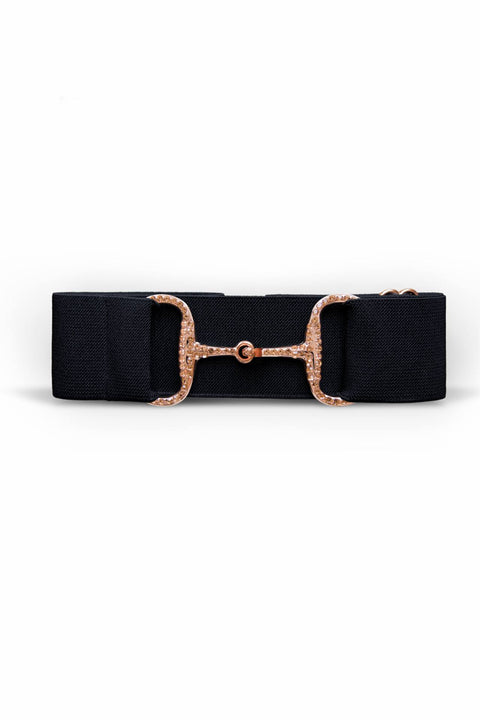 GINNY - RIEM | ZWARTE ROSÉ GOUD & SWAROVSKI STONES